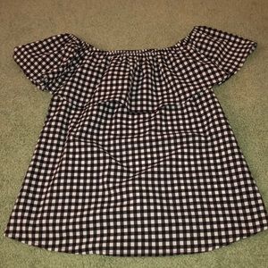 Gingham off the shoulder top